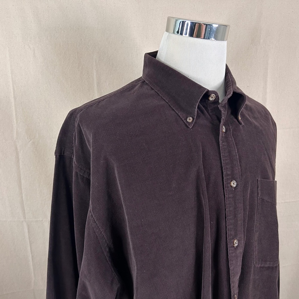 Nordstrom XXL Regular Fit Corduroy Button Down Shirt Brown 100% Cotton Mens